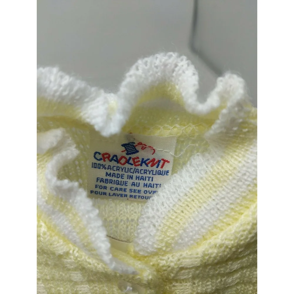 Cradle Knit Infant Baby Sweater Hat Bootie Set‎ Yellow VTG 1970s 70s 80s 1980s